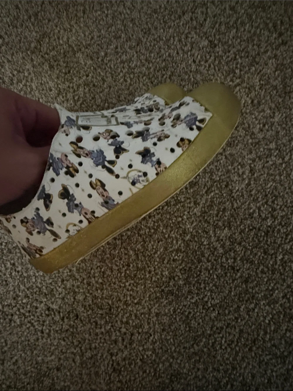 Kids' White & Gold Mickey Print Slip-On Shoes native Disney World 50th